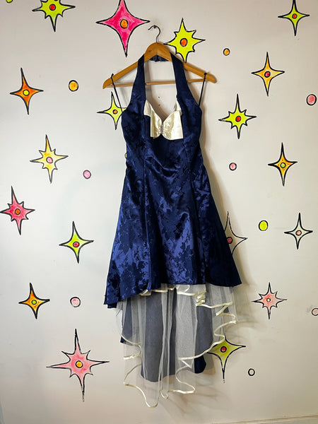 Vintage 80s Blue/Purple Poofy Tulle Prom Party Dress – Rococo Crinoline Glam - S