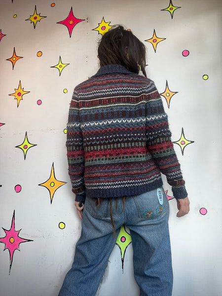 Vintage 90s Chunky Knit Sweater Dressbarn Retro Cozy Grunge Oversized Cardigan M