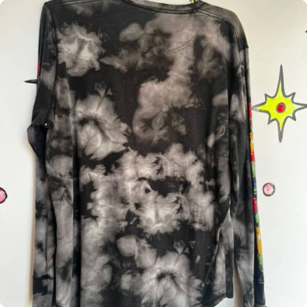 Y2K Grunge Emo Tie-Dye Long Sleeve Skater Tiger Tattoo Tee – Size L