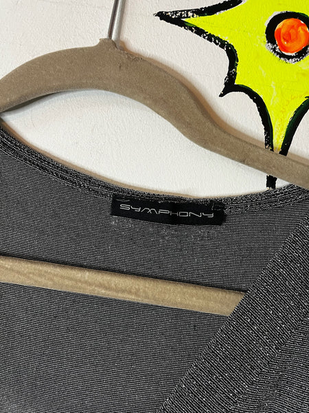 90s Fairy Grunge Silver Holiday Party Dress - Slinky Stretchy Glitter Mini - S