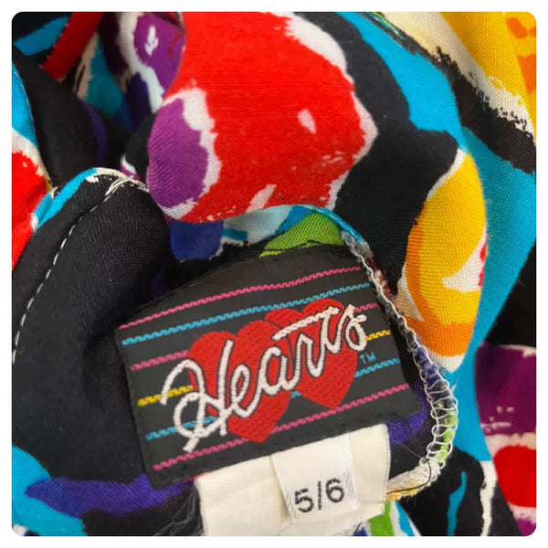 Vintage 80s Rainbow Abstract Art Wear Wrap Dress Boho Grunge w Shoulder Pads 5/6