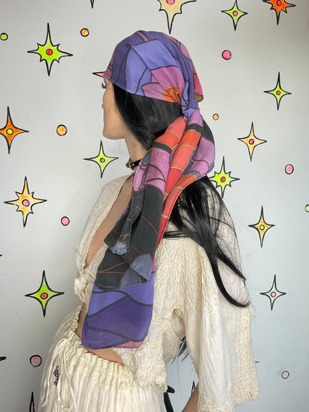 Purple & Red Silk Long Scarf | Fairy Grunge Western Gypsy 56" x 14"