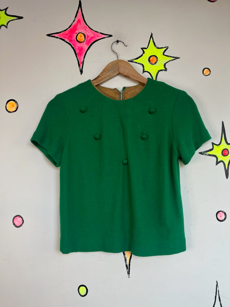 Vintage 60s MOD Green Mini Dress 2-Piece Set – Flight Attendant Secretary - S