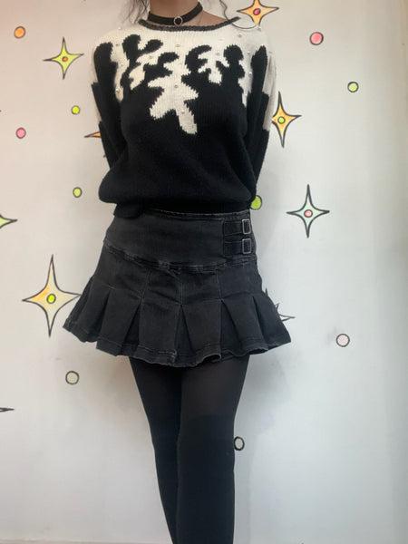 Y2K Black Pleated Mini Skort | Whimsy Goth Ultra Mini Grunge Fairy Core Size 6