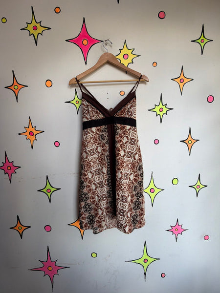 Y2K Boho Grunge Henna Tattoo Print Mini Dress Cotton Festival Dress - SM