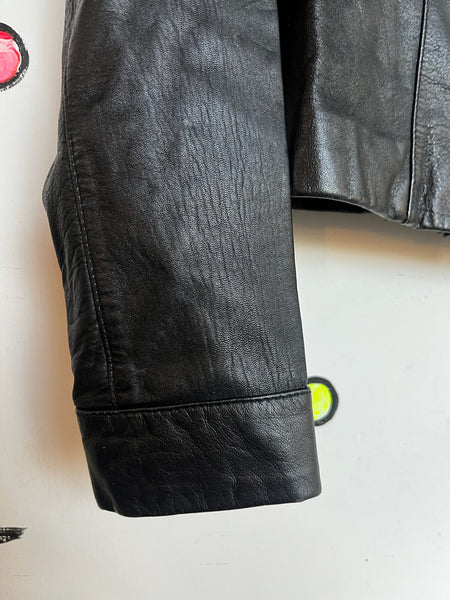 Vintage 90s Y2K Black Leather Grunge Racing Jacket - Wilson's Leather - Small