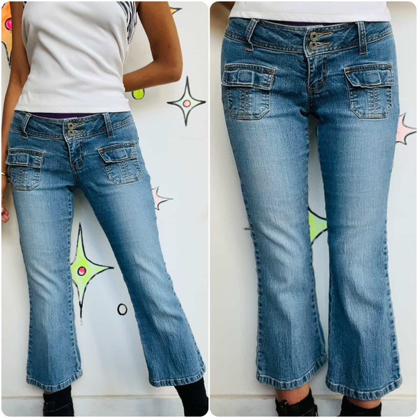 Vintage Y2K Stretch Denim Capri Pants | Low Rise Jeans | Fairy Grunge | Size 5