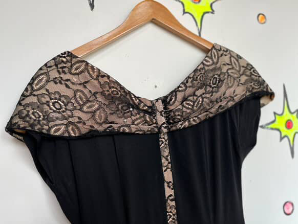 1950s Black Mermaid Wiggle Cocktail Dress | Cascade Ruffles | Old Hollywood | ML