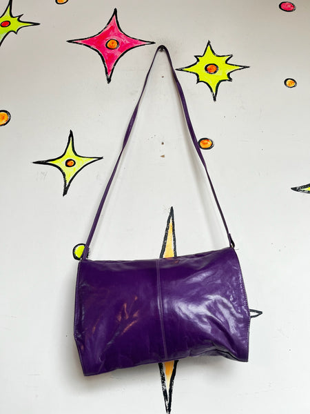Vintage 1980s La Scala Purple Leather Crossbody Bag – Soft 80s Purse