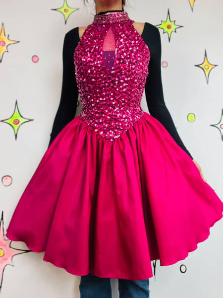 Vintage 80s Pink Sequin Poofy Prom Party Dress – Crinoline Glam Princess Small