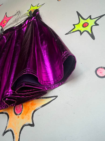 NWT Fuchsia Metallic Skater Skirt Galactic Alien Y2K Space Girl Cosplay Twirl S