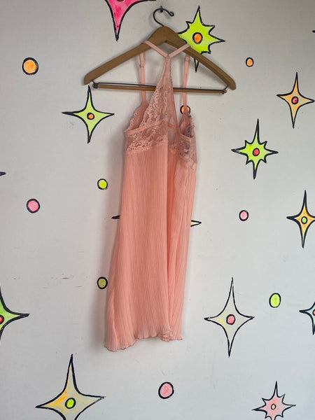 Pastel Pink Lace Slip Dress Y2K Fairy Babydoll Kawaii Mini Dress S