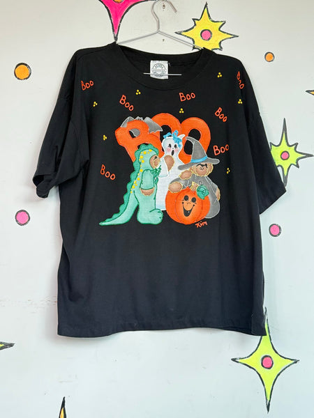 80s Halloween Boo Puffy Paint Tee Tacky Ugly Halloween Shirt Maximalist Goth XL