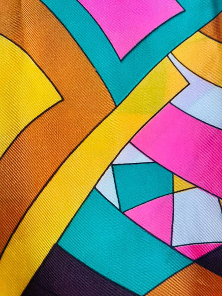 Vintage Rainbow Psychedelic Op Art | 60s 70s Groovy Mod Festival | Fringe Scarf