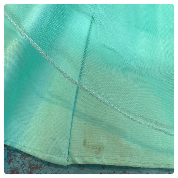 Mint Green & Black Cupcake Fairy-Core Princess Party Dress Tulle Lace Beaded - S