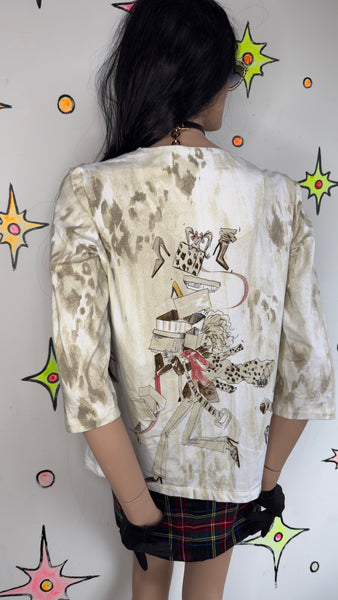 Y2K Graphic Tee Shopaholic Fairy Grunge Novelty Shirt 2000s Stretch Top M/L