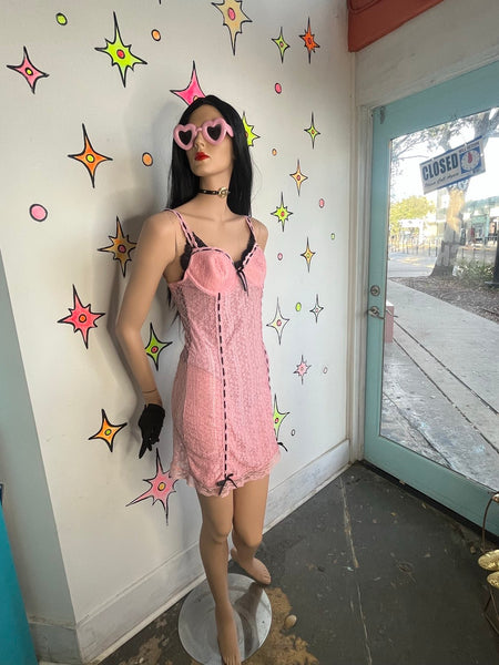 Pink Lace Slip Dress Y2K Coquette | Rampage Stretchy Fairy Lingerie Slip M