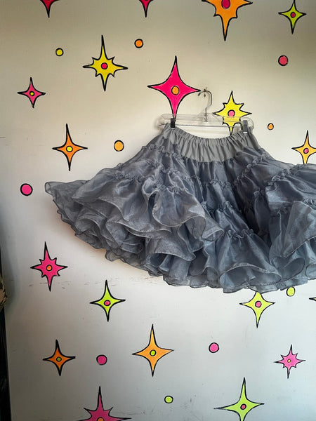 Vintage Square Dance Petticoat 50s Blue Poofy Crinoline Skirt Rockabilly Pinup M