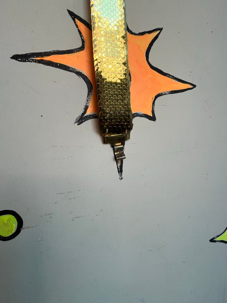 Vintage Gold Mermaid Scale Stretch Belt Disco / 80s Glam Statement Cincher