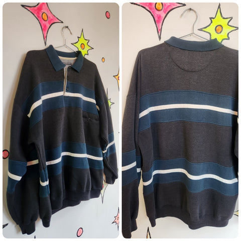 Vintage 90s Y2K | Striped Emo Hip Hop Grunge Pullover Sweater | L XL