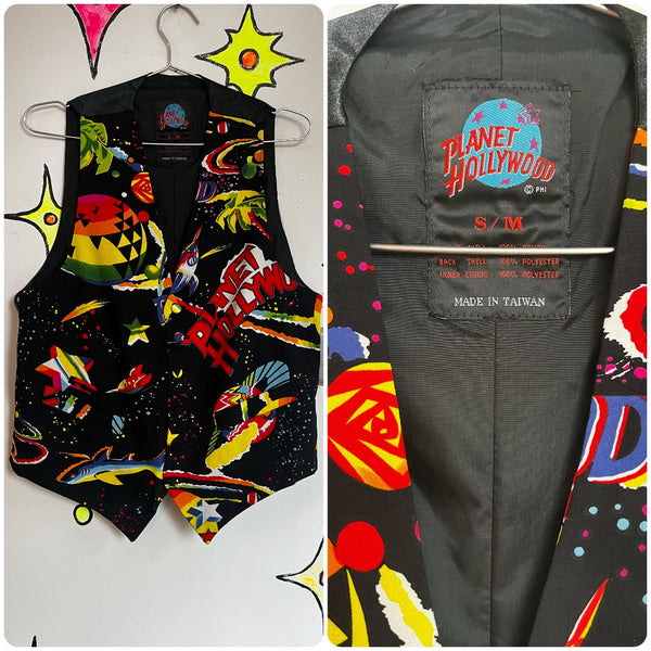 Vintage 90s | Planet Hollywood Men’s Abstract Wearable Art Party Vest | S M