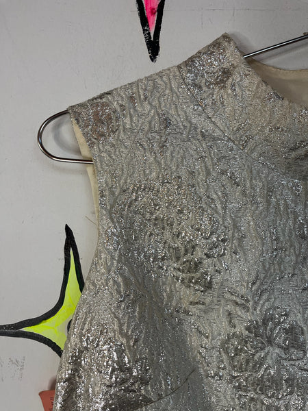 Vintage 60s White Metallic Wiggle Dress - Party Mini Cocktail Dress - NWT M/L
