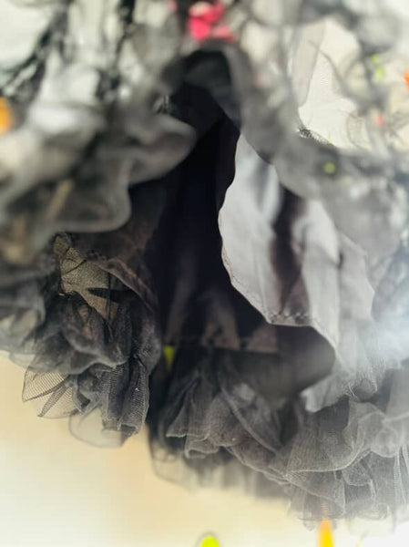 Vintage Black Goth Tutu Mini Skirt Y2K Extra Full Crinoline Babydoll Slip - S/M