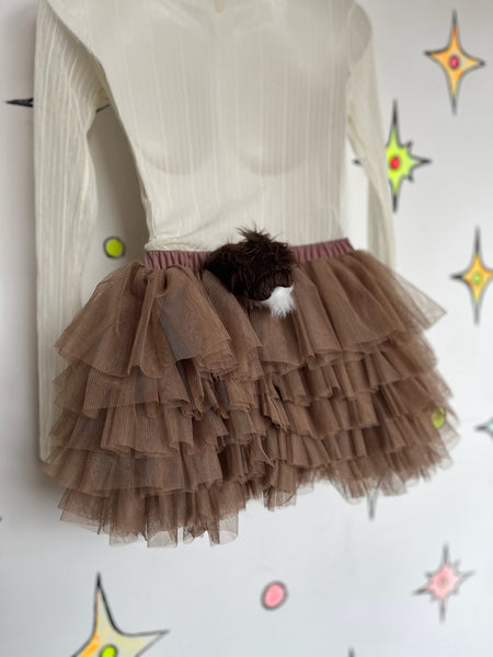 Y2K Fluffy Tulle Petticoat Tutu Skirt Balletcore Fairy Grunge Animal Cosplay XS
