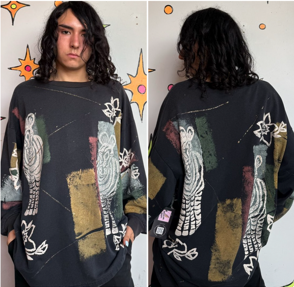 Vintage 80s Zebra Print T-Shirt | Distressed Abstract Grunge Oversized Tee XXL