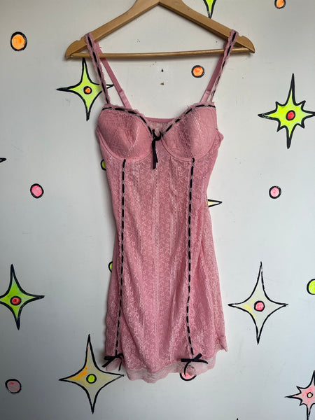 Pink Lace Slip Dress Y2K Coquette | Rampage Stretchy Fairy Lingerie Slip M