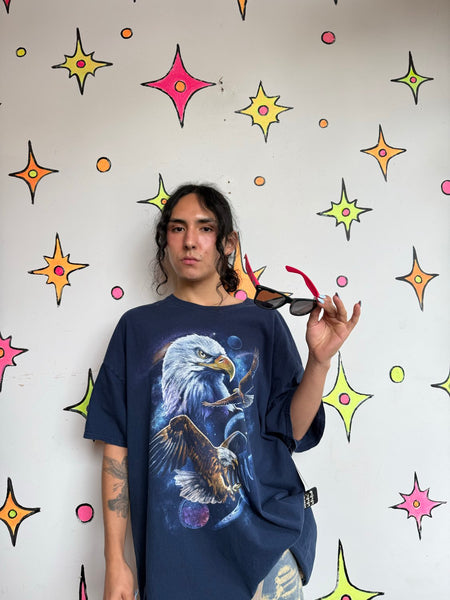 Vintage Style Eagle Graphic Tee Biker Americana Grunge T-Shirt | XL
