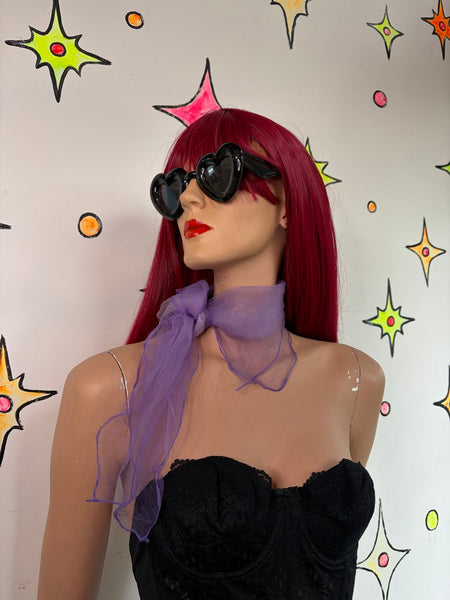 Vintage 50s 60s Purple Ombre Chiffon Neck Scarf Retro Kawaii Old Hollywood
