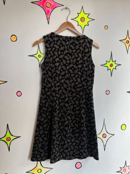 Vintage 90s Does 60s Paisley Velvet Mini Dress - Mod Boho Grunge Party Dress - S/M