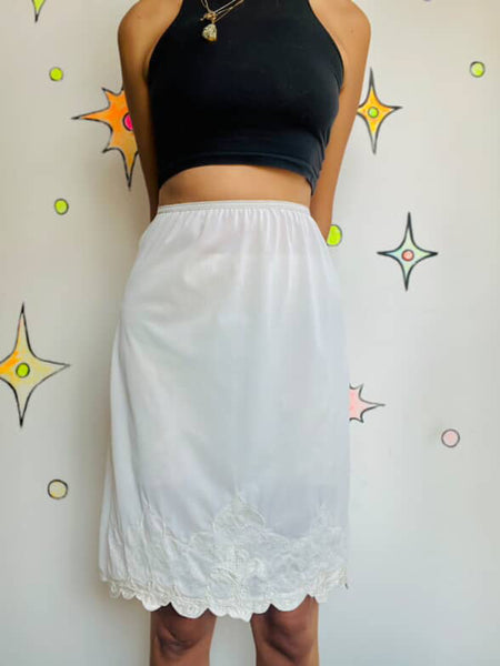 Vintage White Lacey Babydoll Fairy Grunge Half Slip Skirt - Size Small