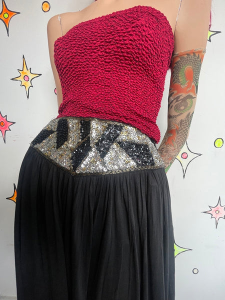 Vintage 90s does 70s Yellow Flower Power Stretchy Tube Top Emo Fairy Grunge | M