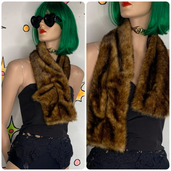 Vegan Fur Stole Old Hollywood Glam Faux Fur Mob Wife Vintage Glamour Shrug