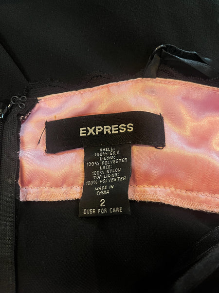 Vintage 90s Y2K Black Fairy Grunge Goth Babydoll Slip Dress w/ Pink & Lace – S