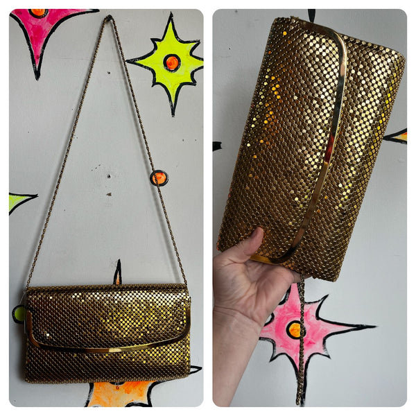 Vintage 80s 90s | Gold Mesh Bag Designer Handbag Purse