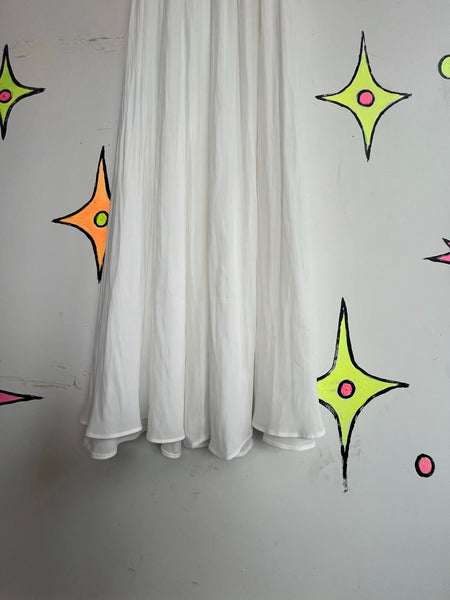 Y2K White Resort Maxi Dress Coastal Cowgirl Boho Cruise Goddess Dress Small