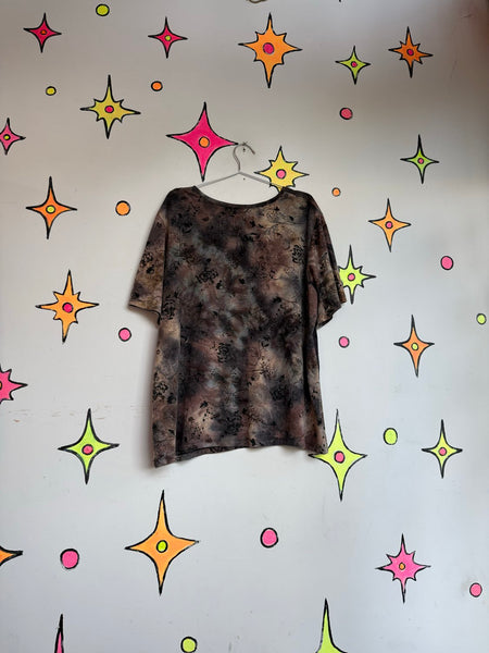 Y2K Tattoo Print Glitter Top Whimsy Goth Fairy Grunge Distressed Graphic Tee XL