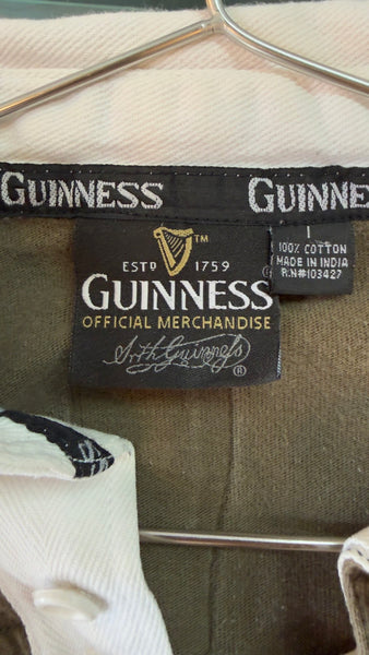 Guinness Striped Rugby Shirt ' Quarter Button Up Irish Pub Streetwear Jersey L