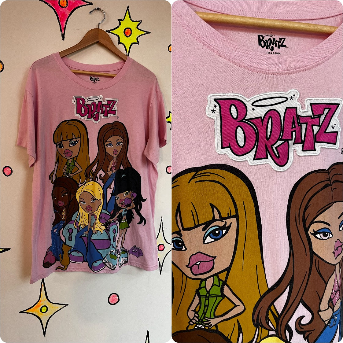 Vintage Y2K | Pink Emo Indie Sleaze McBling Fairy Grunge Bratz Tee T Shirt | XL