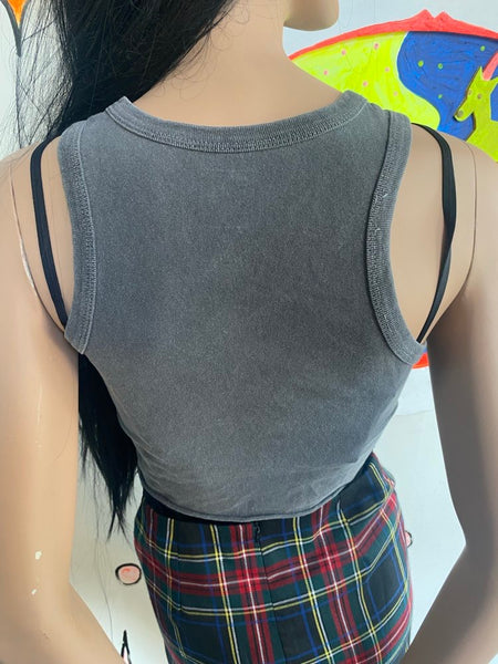 Y2K Moto Crop Top Bikercore Graphic Tee | Small | Edgy Streetwear Racer Style