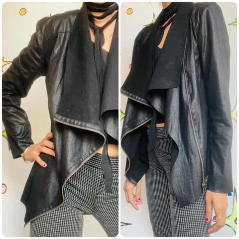 Y2K Vegan Faux Leather Moto Jacket – Indie Sleaze Fairy Grunge Goth Glam | M