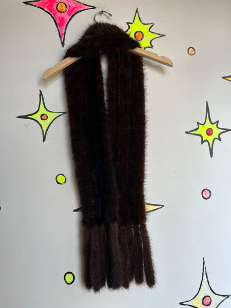 Vintage Hollywood Glam Mob Wife Mink Fur Scarf – 1950s Starlet Style