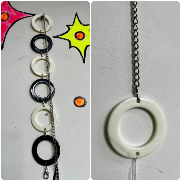 Vintage 60s | Black & White Op Art Groovy MOD Go Go Metal Circle Hoop Belt