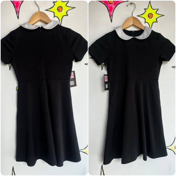 Wednesday Adams Babydoll Black Mini Dress - Peter Pan Collar - XS