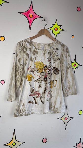 Y2K Graphic Tee Shopaholic Fairy Grunge Novelty Shirt 2000s Stretch Top M/L