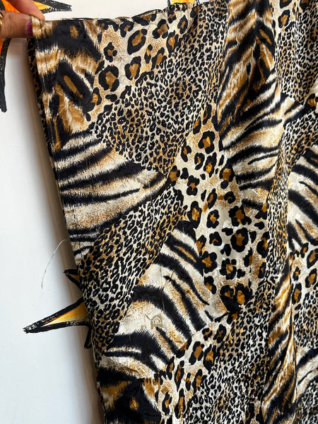 Vintage Y2K Boho Grunge Kaftan – Animal Print Mumu – Patchwork Festival Dress