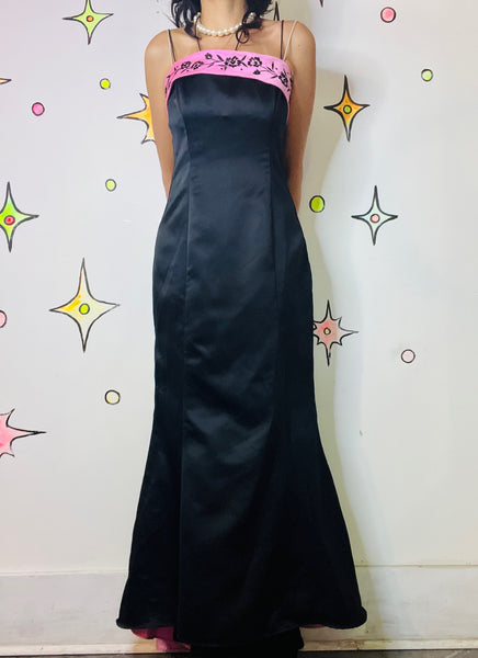 Vintage Y2K Pink & Black Formal Goth Fairy Princess Coquette Prom Party Dress 8